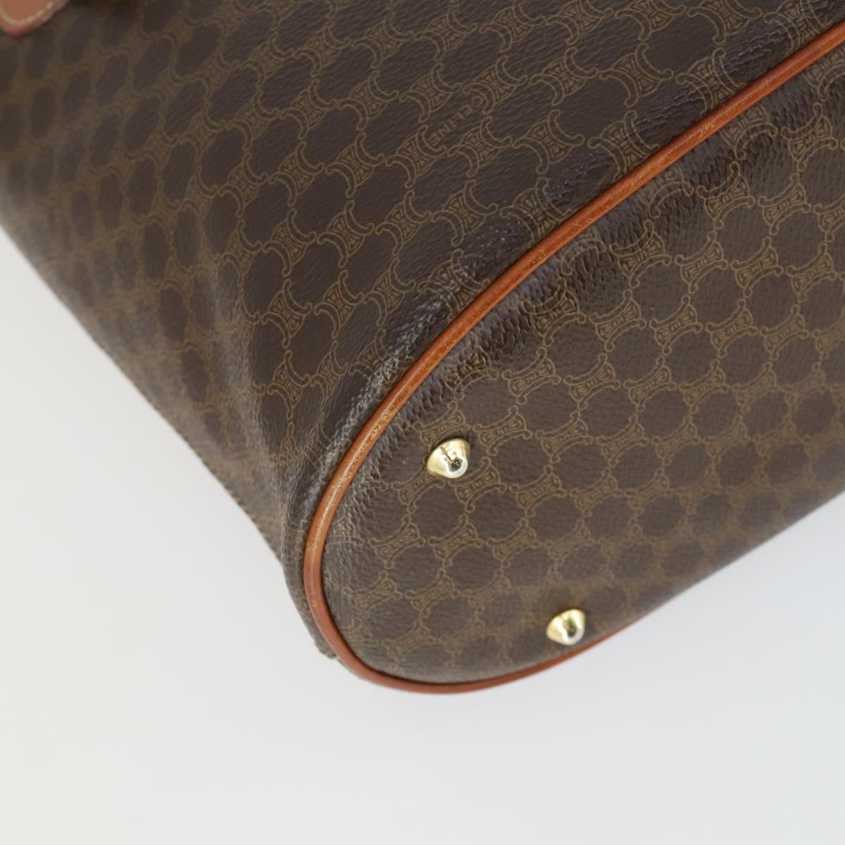 Celine Vintage Macadam Tote Bag Canvas And Leather Brown Canvas Handbag
