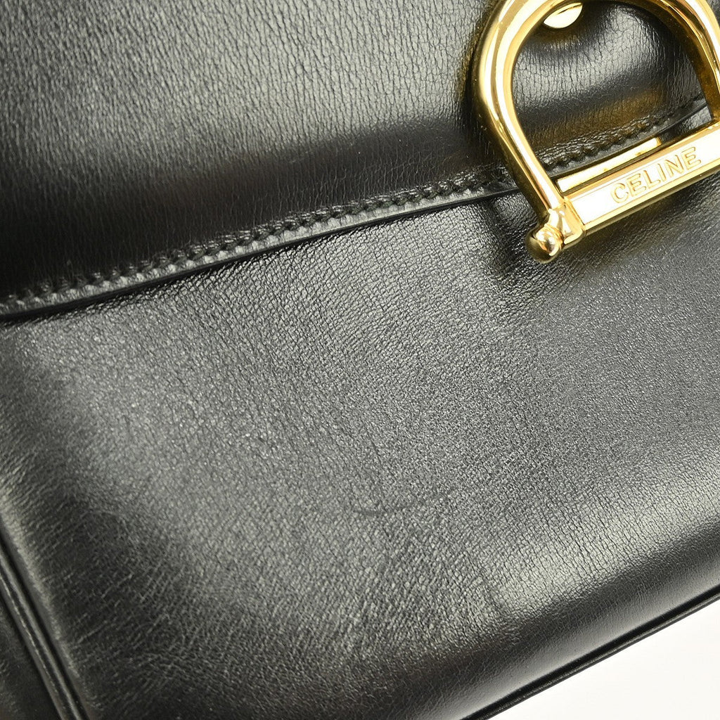 Celine Vintage Shoulder Bag Leather Black Leather Shoulder Bag Bag