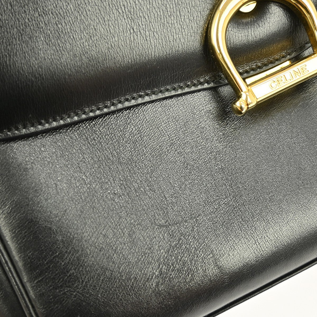 Celine Vintage Shoulder Bag Leather Black Leather Shoulder Bag Bag