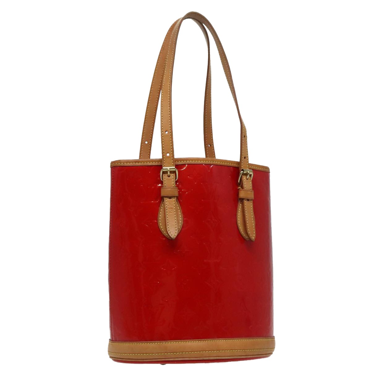 Louis Vuitton Bucket Bag Monogram Vernis Red Patent_Leather Shoulder Bag