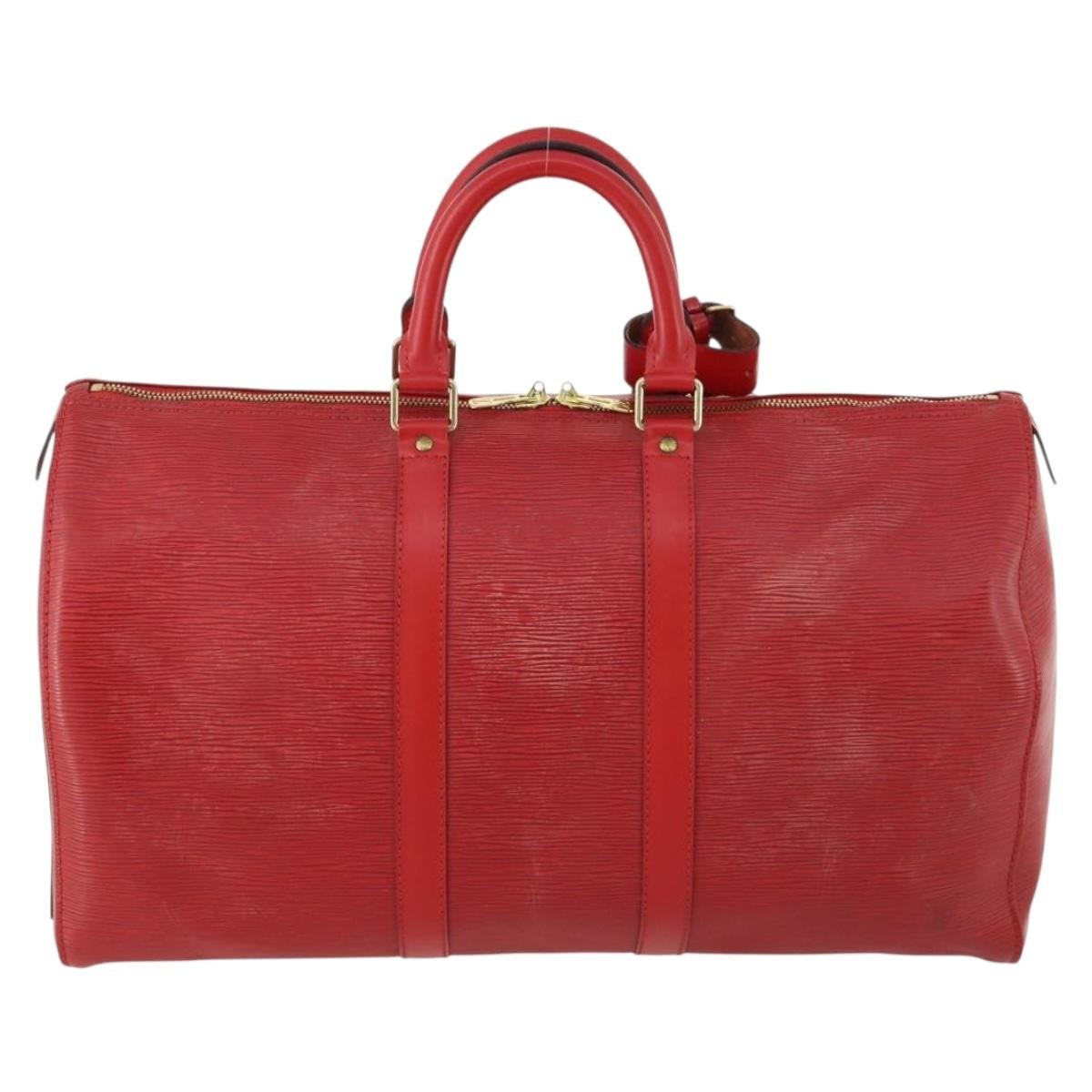 Louis Vuitton Keepall Bag Epi Leather Red Leather Travel Bag