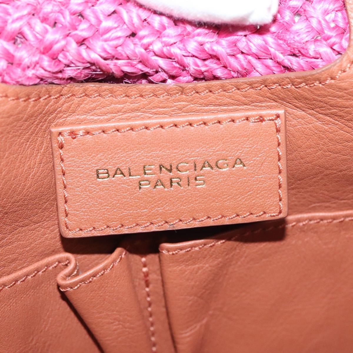 Balenciaga Panier Basket Tote Woven Raffia Pink Wood Tote Bag