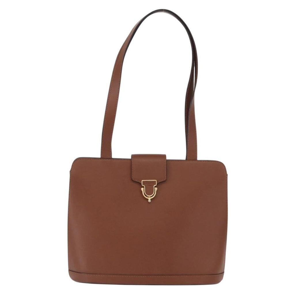 Celine Vintage Shoulder Bag Leather Brown Leather Shoulder Bag Bag