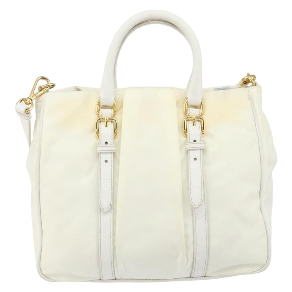Prada Vintage Tote Tessuto With Leather White Nylon Tote Bag Bag