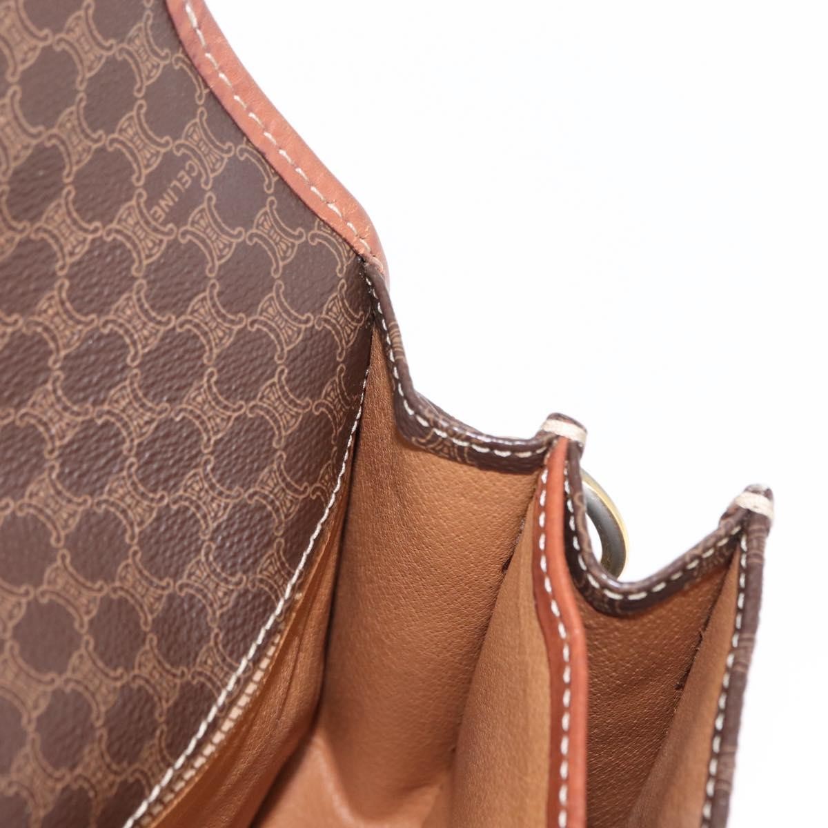 Celine Vintage Macadam Shoulder Bag Canvas Brown Canvas Shoulder Bag Bag