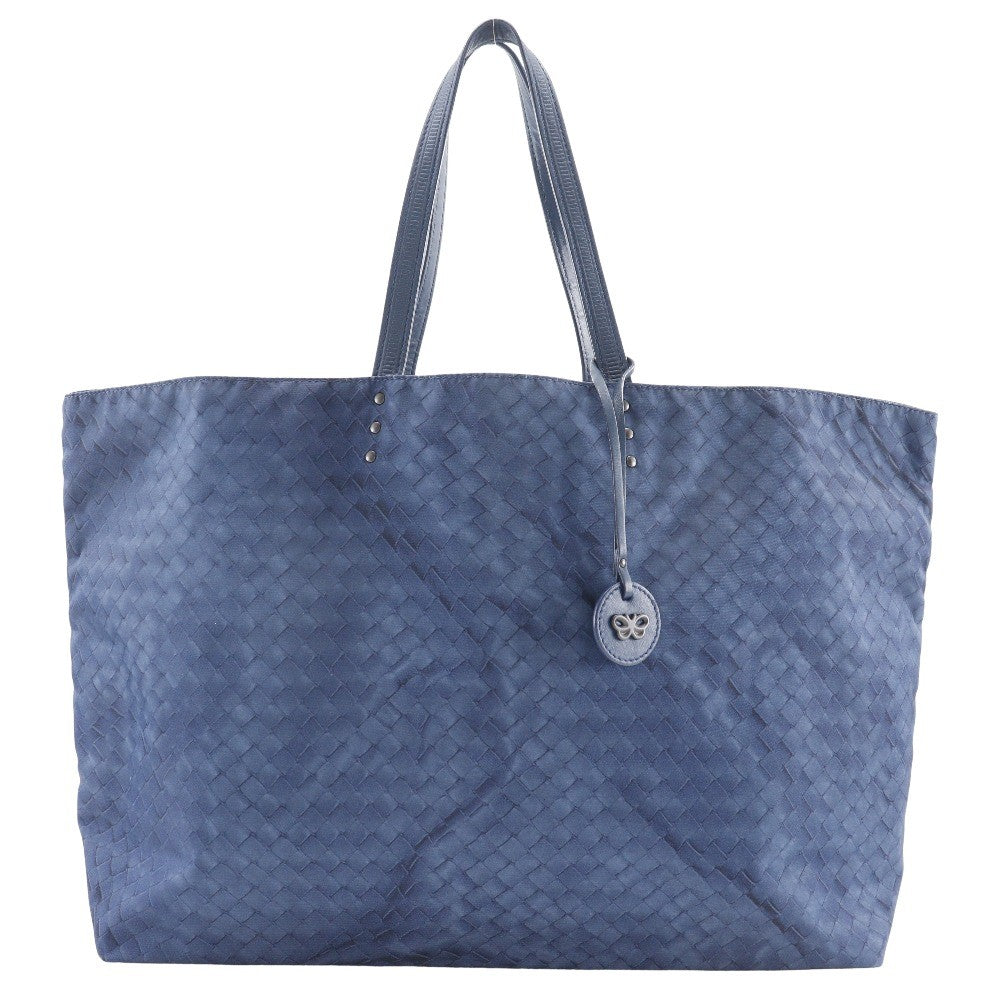 Bottega Veneta Intrecciolusion Tote Printed Nylon Navy Nylon Tote Bag Bag