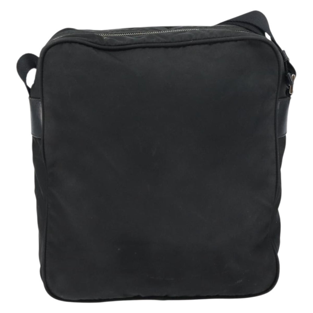 Prada Front Pocket Zip Messenger Bag Tessuto With Saffiano Leather Black Nylon Shoulder Bag Bag