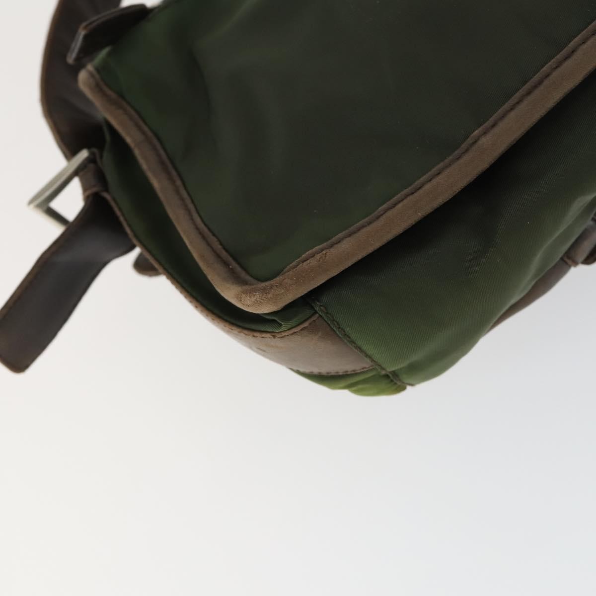 Prada Vintage Shoulder Bag Nylon And Leather Green Nylon Shoulder Bag Bag