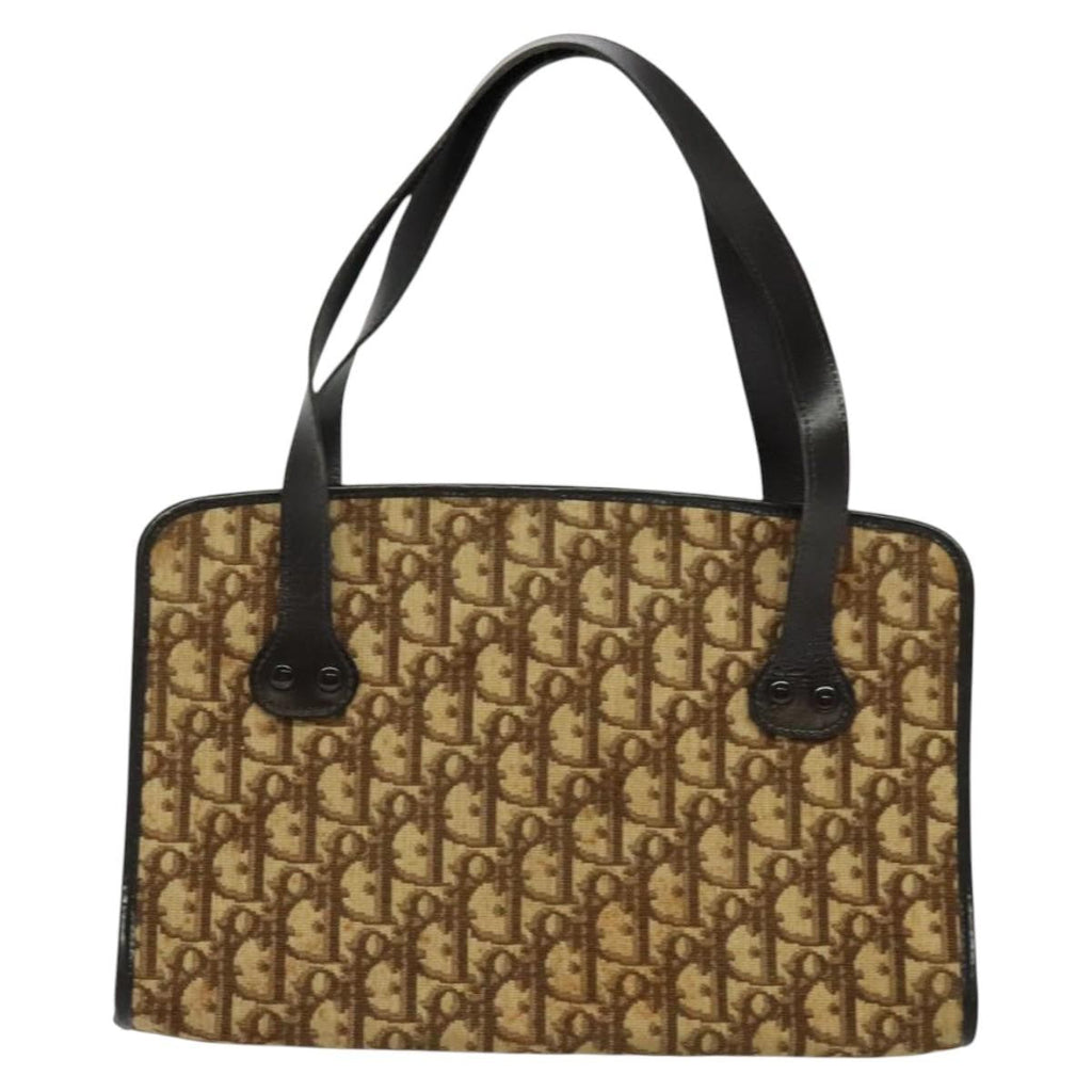 Christian Dior Vintage Trotter Handbag Canvas Brown Canvas Handbag (Pre-Owned)