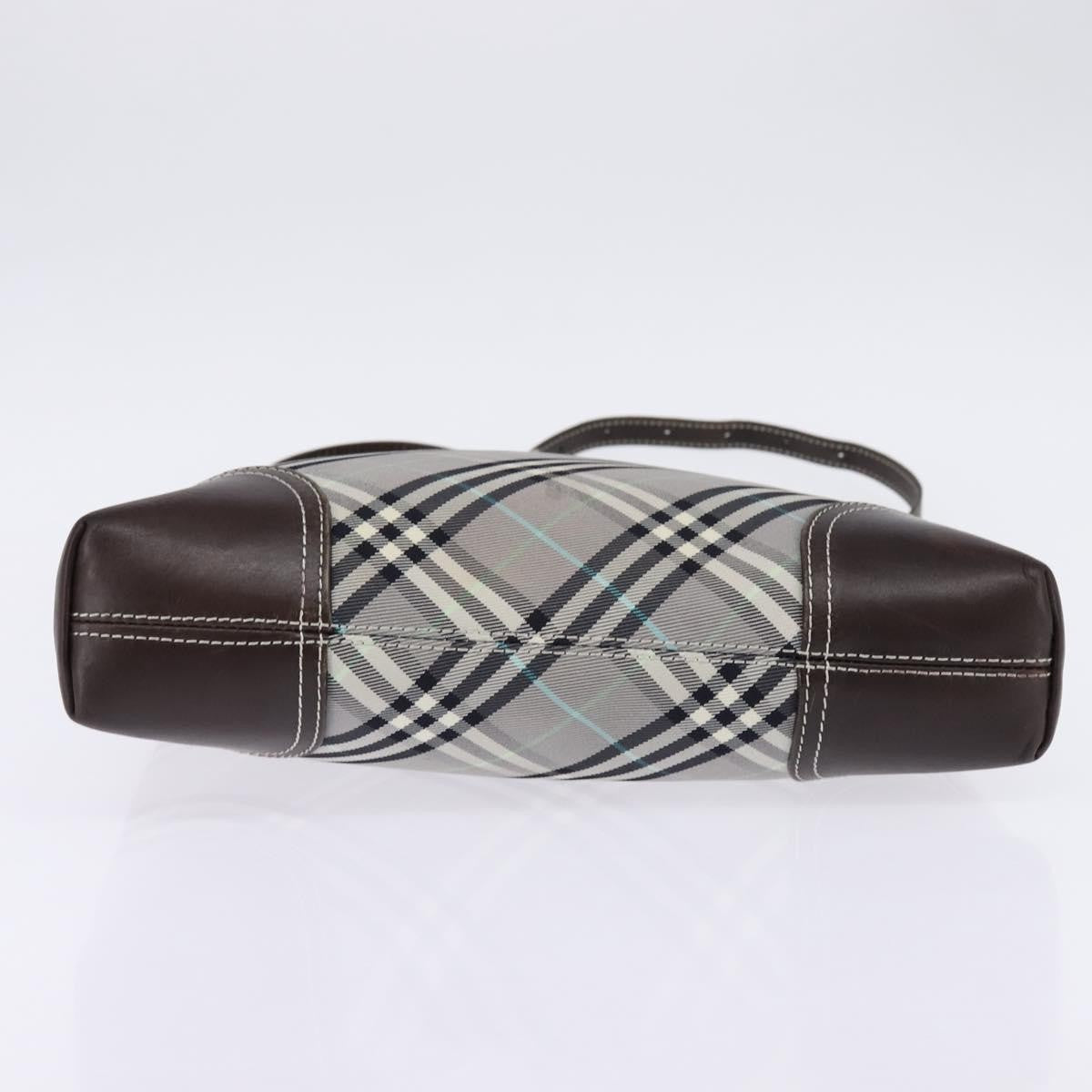 Burberry Nova Check Blue Label Canvas Gray Nylon Shoulder Bag