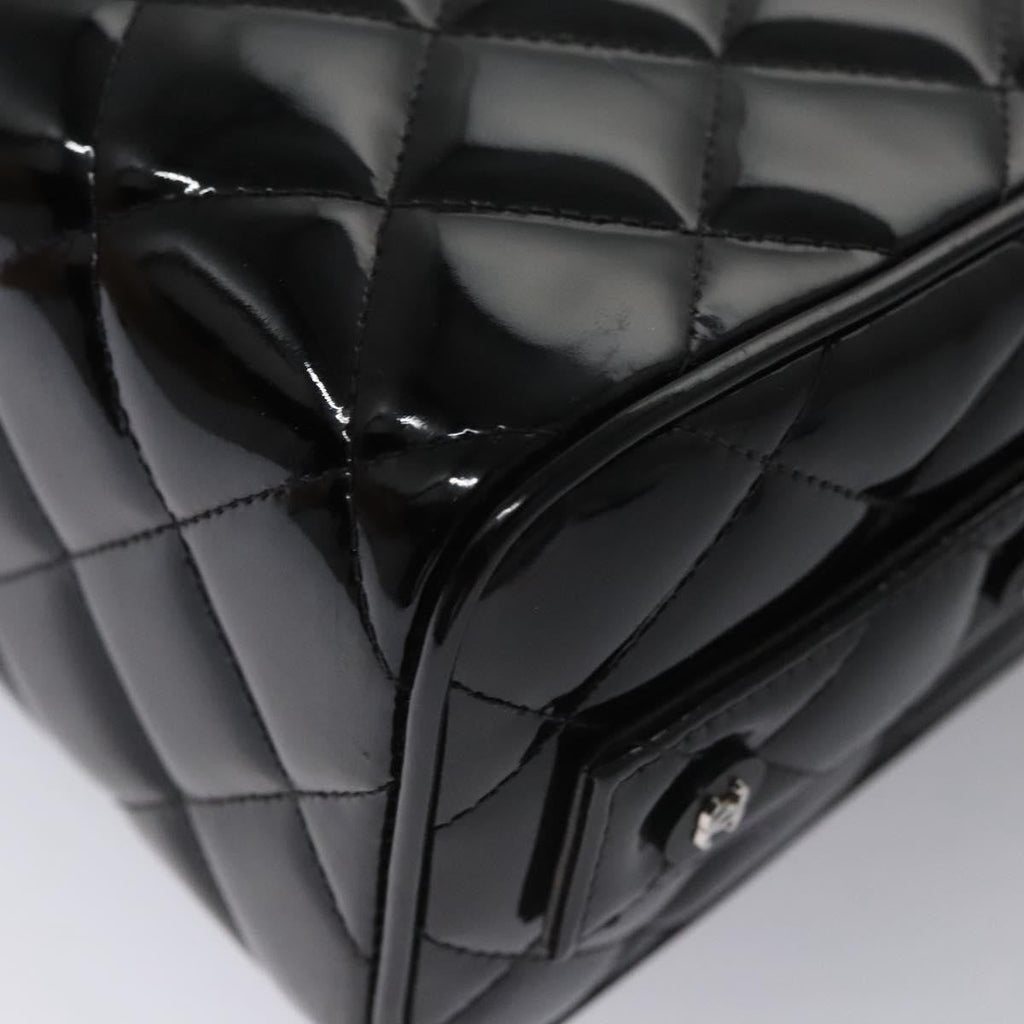 Chanel Vintage Metal Box Bag Quilted Patent Black Patent_Leather Handbag