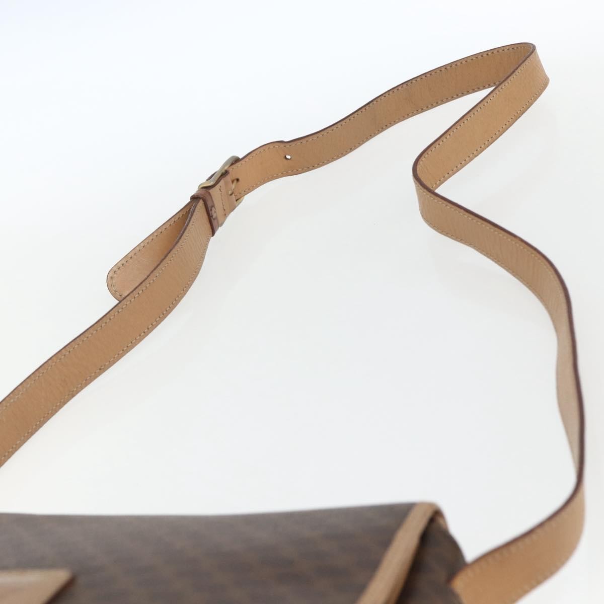 Celine Vintage Macadam Shoulder Bag Canvas And Leather Brown Canvas Shoulder Bag Bag