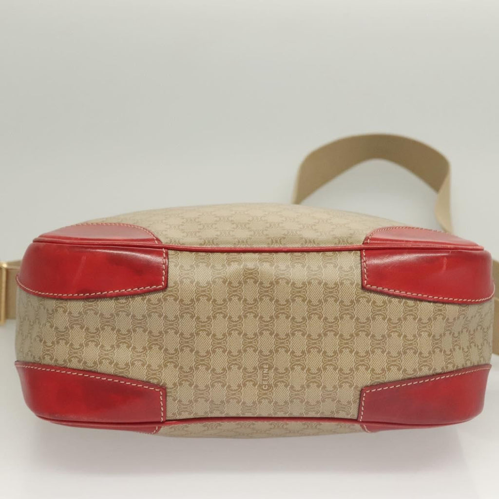 Celine Vintage Macadam Shoulder Bag Canvas And Leather Beige Canvas Bag