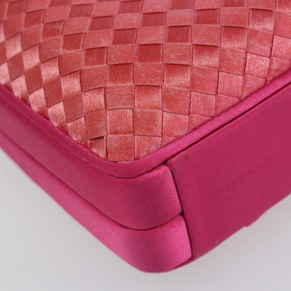 Bottega Veneta Intrecciato Clutch Bag Satin Pink Satin Clutche & Pouche Bag