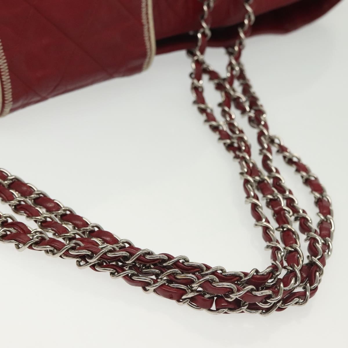 Chanel Vintage Reissue Chain Shopping Tote Leather Red Leather Bag