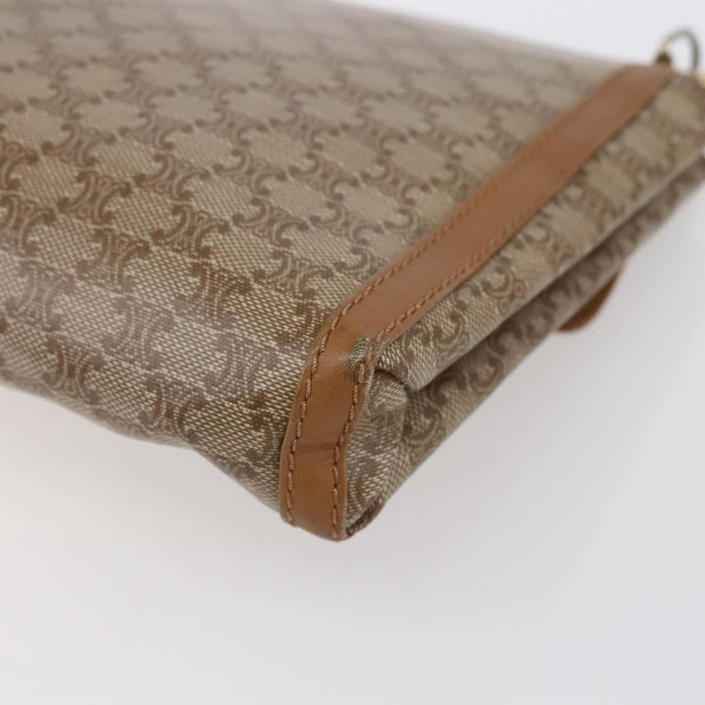 Celine Vintage Macadam Shoulder Bag Canvas And Leather Beige Canvas Shoulder Bag Bag