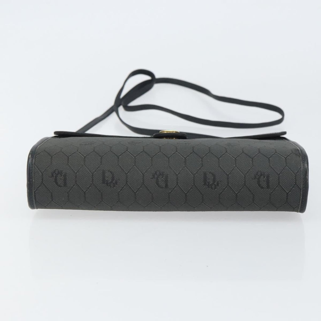Christian Dior Vintage Honeycomb Flap Crossbody Bag Coated Canvas Black Pvc Shoulder Bag Bag (Pre-Owned)