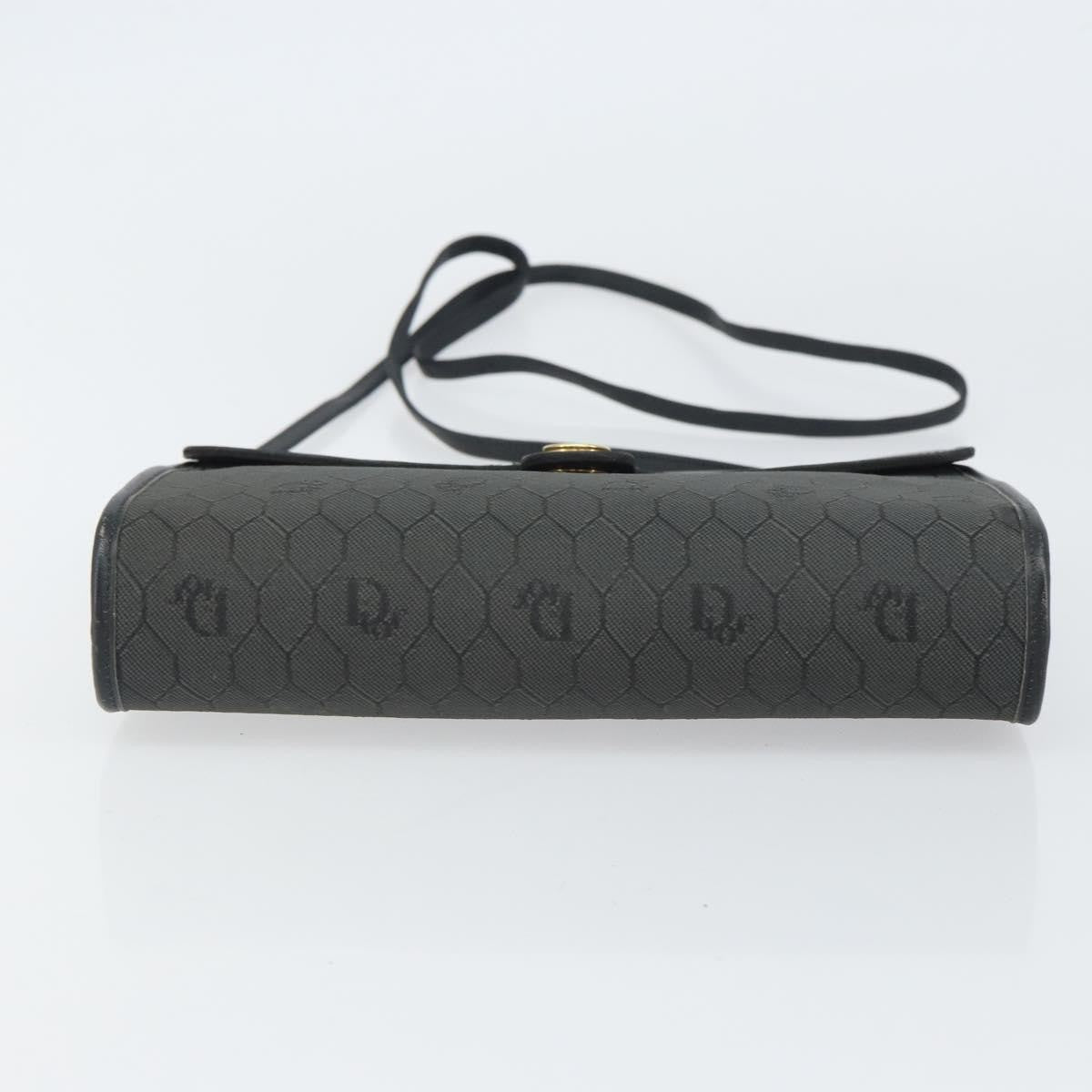 Christian Dior Vintage Honeycomb Flap Crossbody Bag Coated Canvas Black Pvc Shoulder Bag Bag (Pre-Owned)
