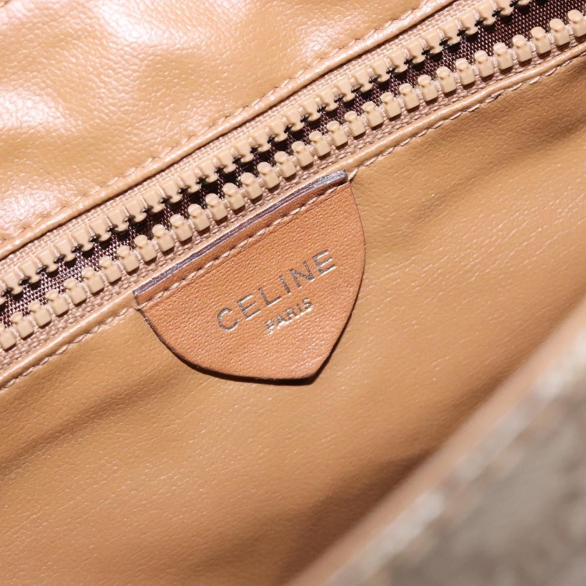 Celine Macadam Shoulder Bag Pvc Leather Beige Canvas Bag