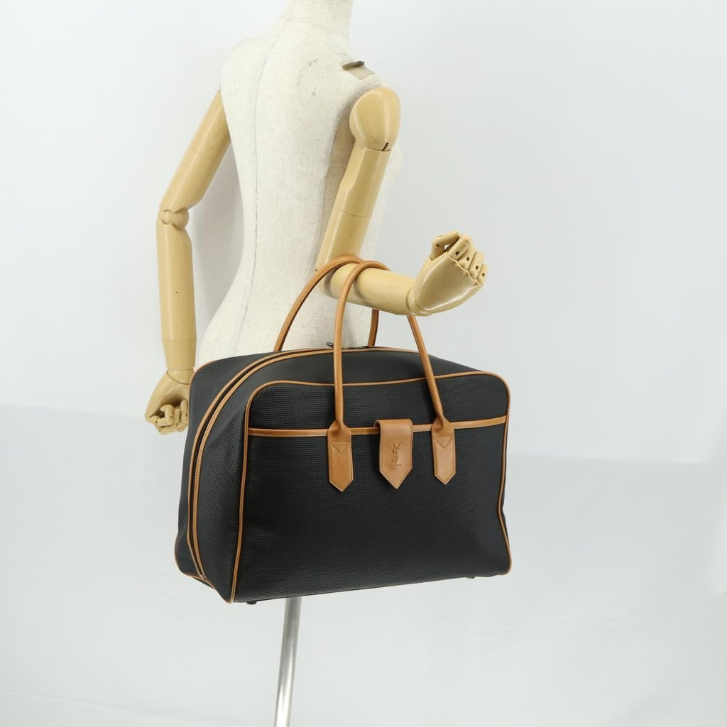 Saint Laurent Vintage Boston Pvc Leather Black Pvc Travel Bag Bag (Pre-Owned)