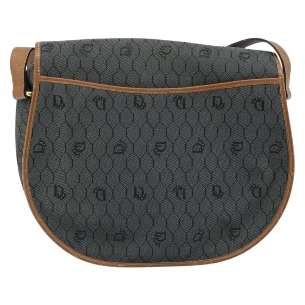 Christian Dior Vintage Honeycomb Flap Crossbody Bag Canvas And Leather Black Canvas Shoulder Bag Bag (Pre-Owned)