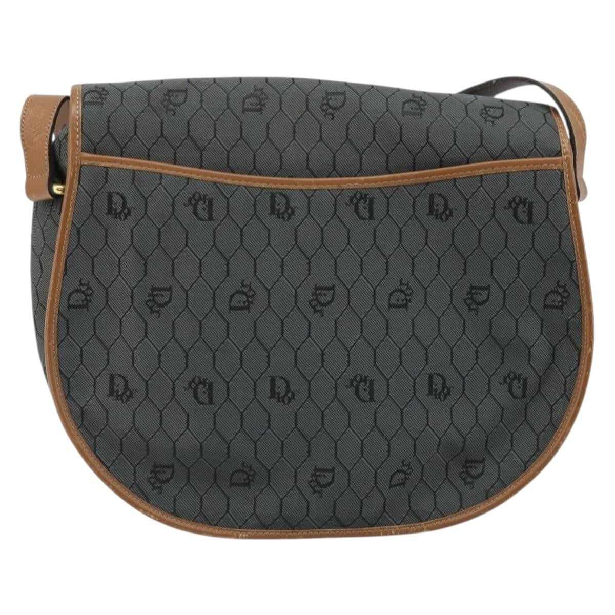 Christian Dior Vintage Honeycomb Flap Crossbody Bag Canvas And Leather Black Canvas Shoulder Bag Bag (Pre-Owned)