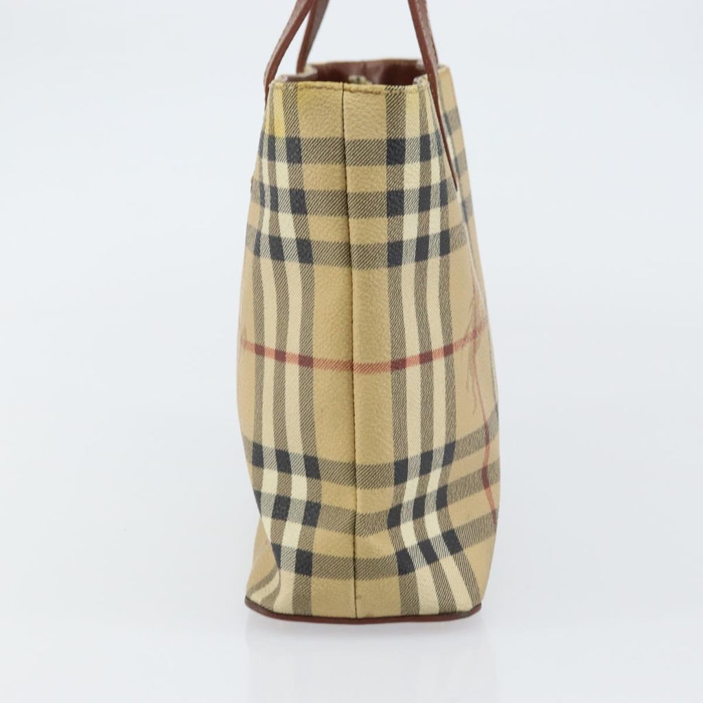 Burberry Top Handle Tote Haymarket Coated Canvas Beige Canvas Handbag