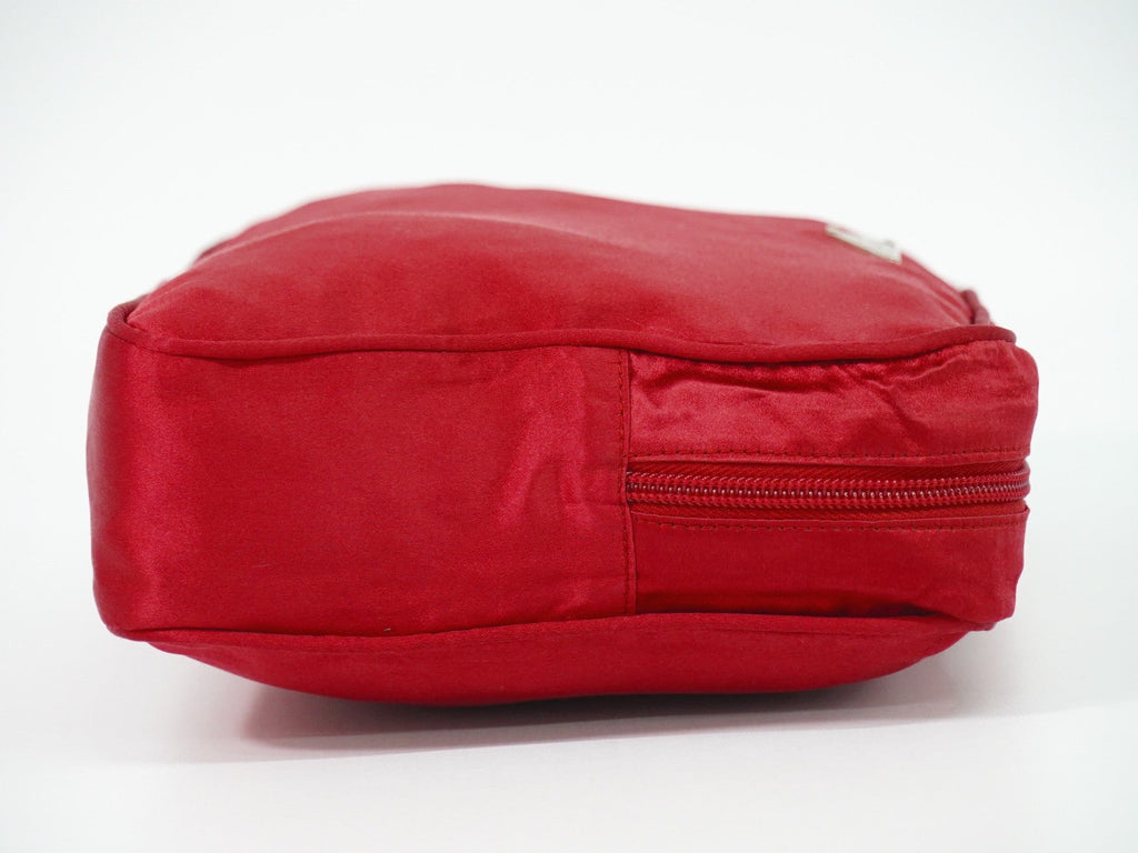 Prada Zip Around Toiletry Bag Silk Red Satin Clutche & Pouche Bag