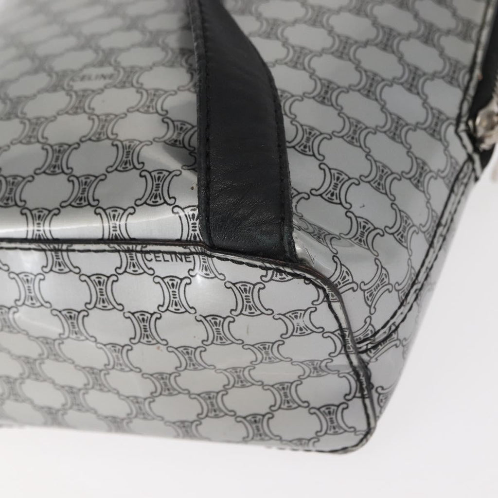 Celine Vintage Macadam Backpack Canvas And Leather Silver Pvc Backpack Bag