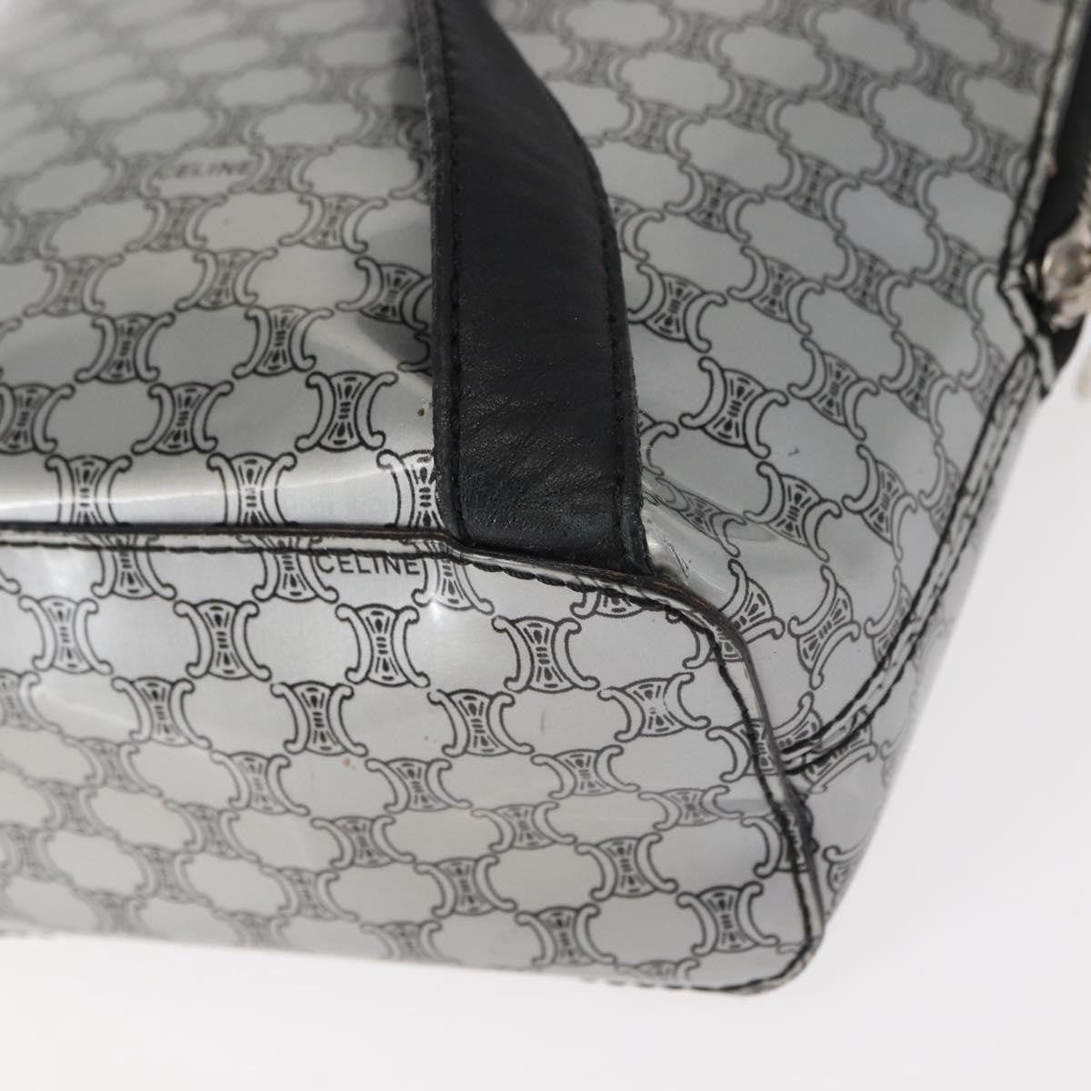 Celine Vintage Macadam Backpack Canvas And Leather Silver Pvc Backpack Bag