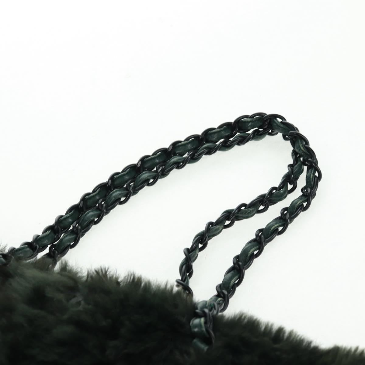Chanel Chain Tote Lapin Fur Green Fur Tote Bag Bag
