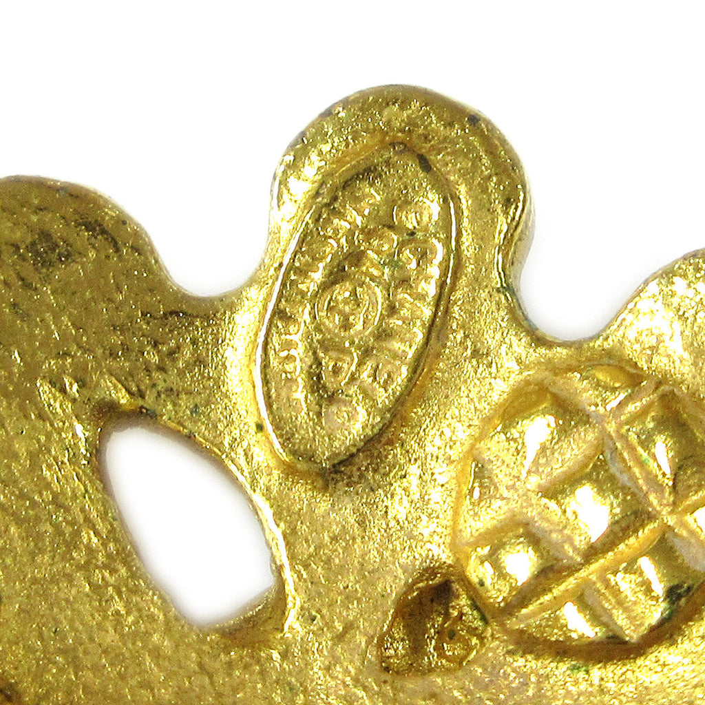 Chanel Vintage Cc Flower Cutout Round Clip-On Earrings Metal Gold Gold_Plated Earrings Jewelry