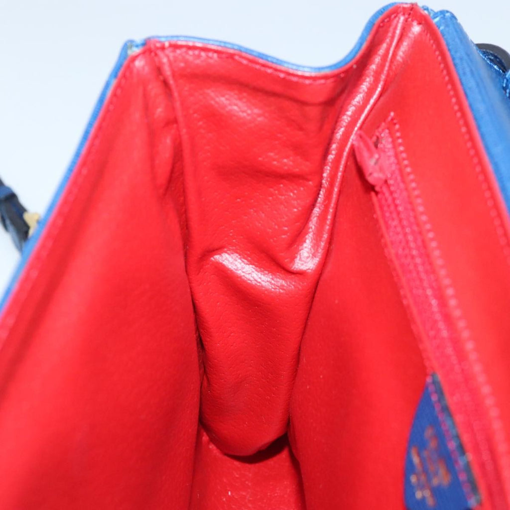 Celine Vintage Circle Logo Crossbody Bag Leather Blue Leather Shoulder Bag Bag