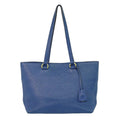 Prada Embossed Logo Open Tote Leather Blue Leather Tote Bag Bag