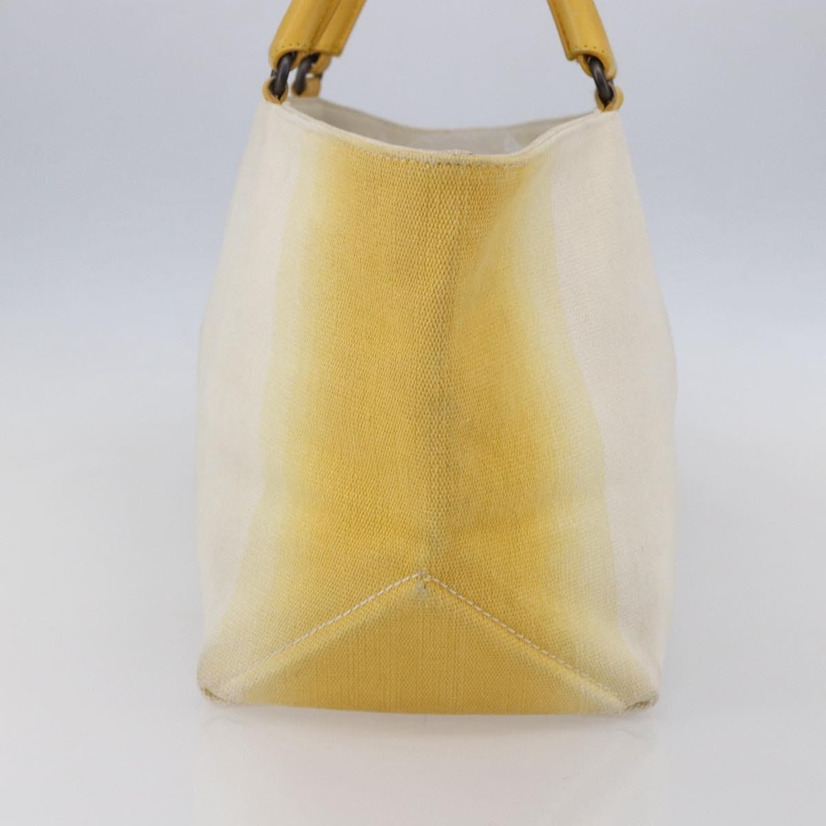 Bottega Veneta Braided Handle Open Tote Bag Canvas With Leather Yellow Canvas Bag