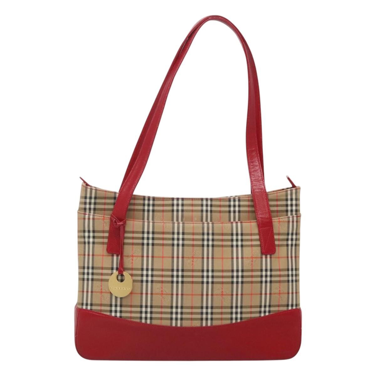 Burberry Nova Check Tote Canvas And Leather Beige Canvas Tote Bag