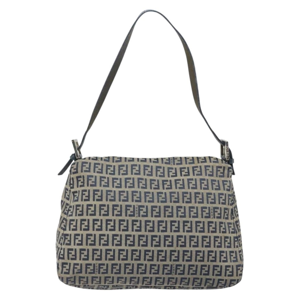 Fendi Mamma Baguette Zucchino Canvas Navy Canvas Shoulder Bag Bag
