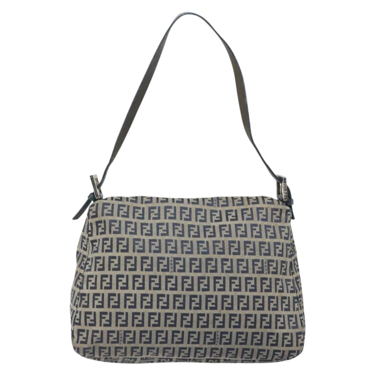 Fendi Mamma Baguette Zucchino Canvas Navy Canvas Shoulder Bag Bag