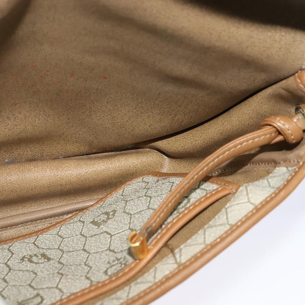Christian Dior Vintage Honeycomb Shoulder Bag Canvas Beige Canvas Bag (Pre-Owned)