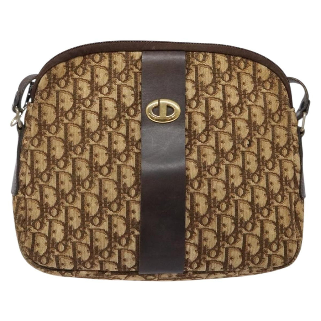 Christian Dior Vintage Trotter Shoulder Bag Canvas Brown Canvas Bag (Pre-Owned)