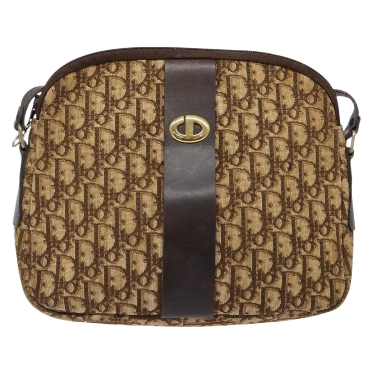Christian Dior Vintage Trotter Shoulder Bag Canvas Brown Canvas Bag (Pre-Owned)