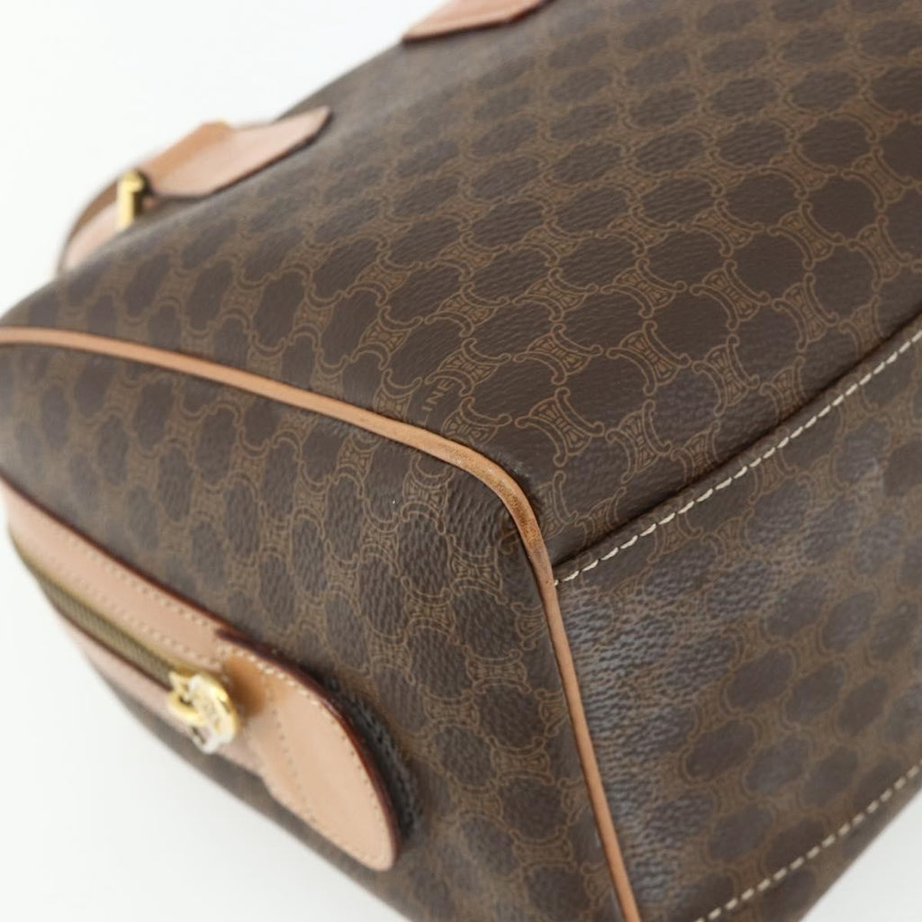 Celine Vintage Macadam Boston Bag Canvas And Leather Brown Canvas Handbag
