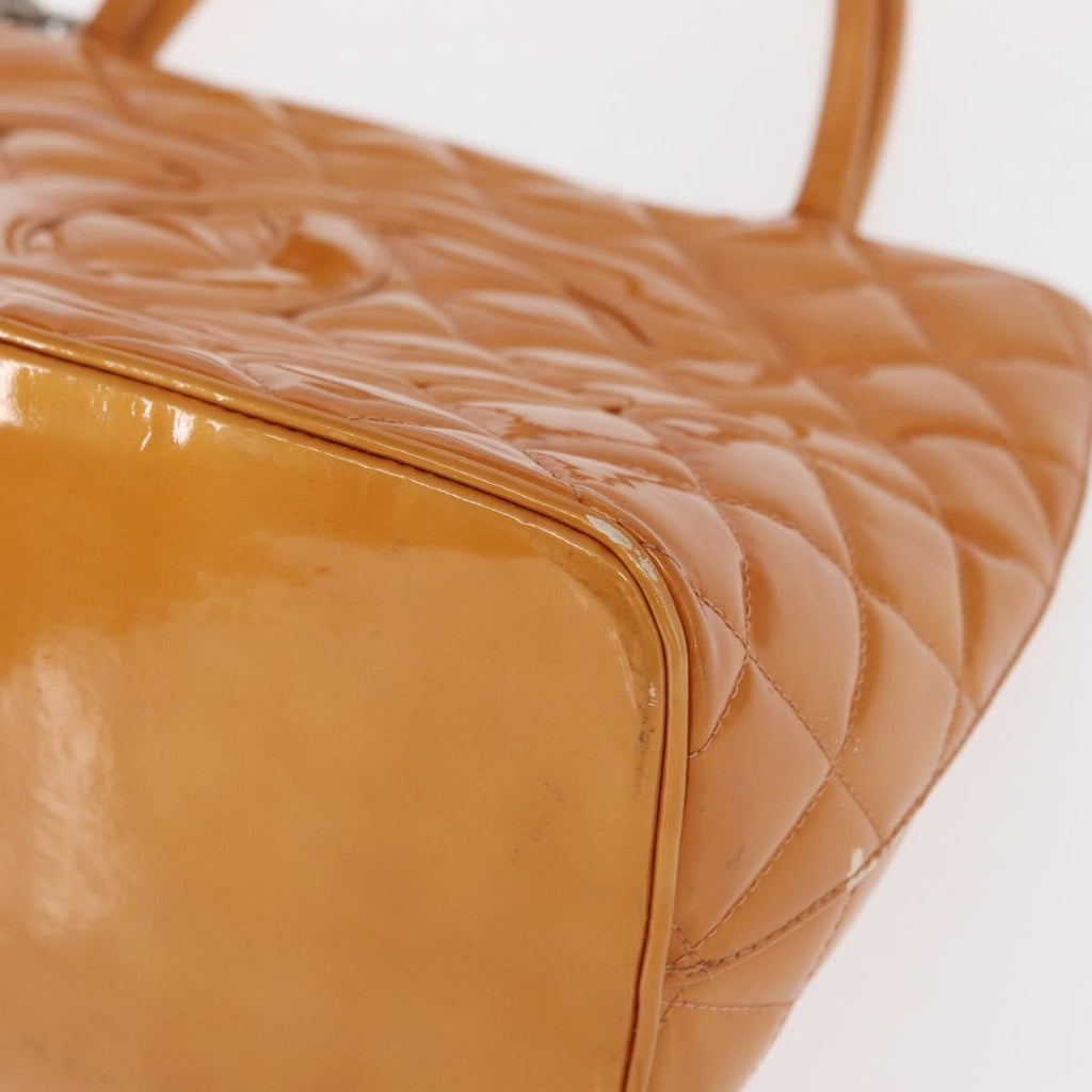 Chanel Medallion Tote Quilted Patent Beige Patent_Leather Tote Bag Bag