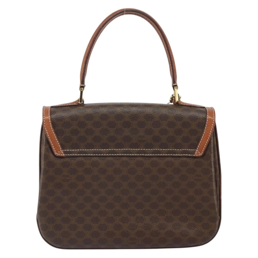 Celine Vintage Convertible Top Handle Bag Macadam Coated Canvas Brown Pvc Handbag