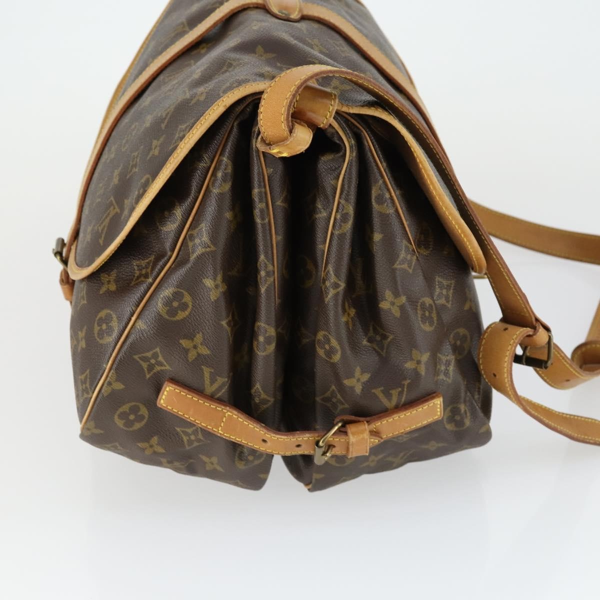 Louis Vuitton Saumur Handbag Monogram Canvas Brown Canvas Shoulder Bag