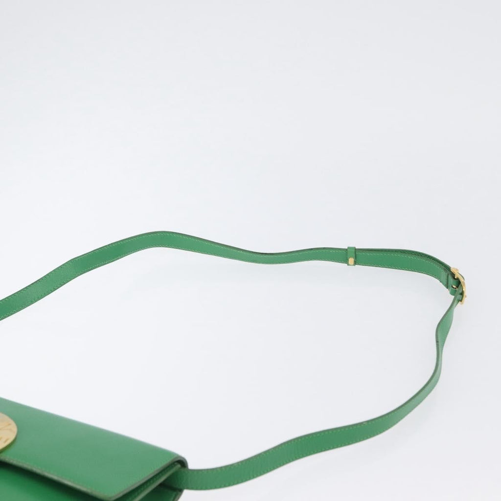 Celine Circle Logo Shoulder Bag Leather Green Leather Shoulder Bag Bag