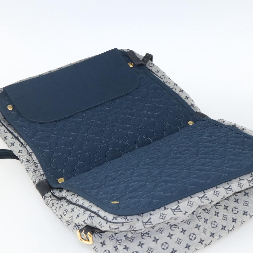 Louis Vuitton Sac Maman Handbag Mini Lin Blue Canvas Shoulder Bag