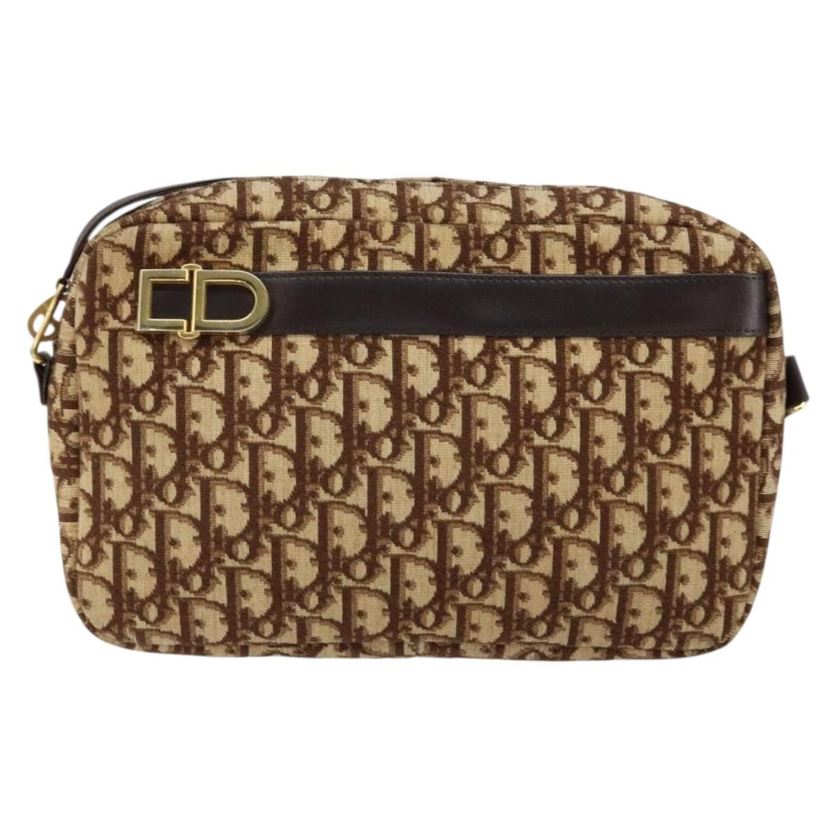 Christian Dior Vintage Trotter Crossbody Bag Diorissimo Coated Canvas Brown Canvas Shoulder Bag Bag (Pre-Owned)
