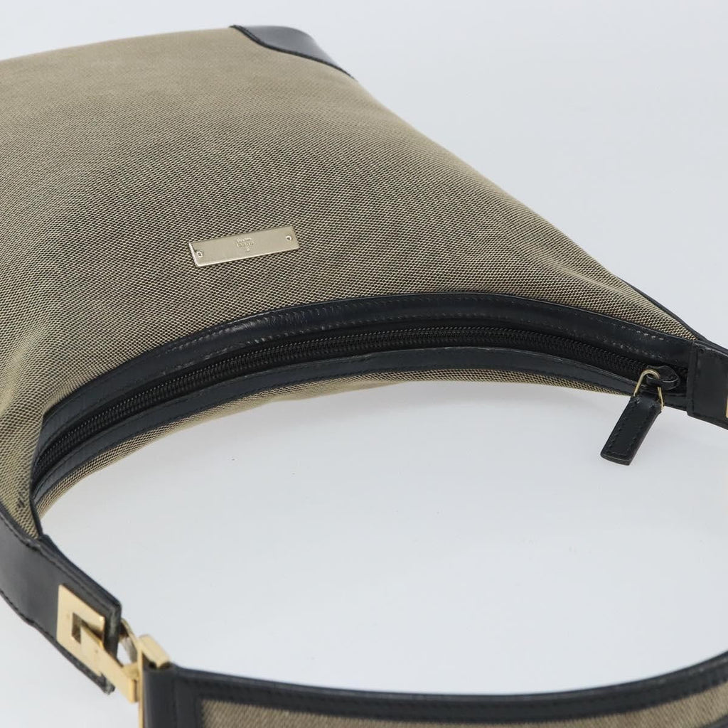 Gucci Zip Hobo Canvas Beige Canvas Shoulder Bag Bag (Pre-Owned)