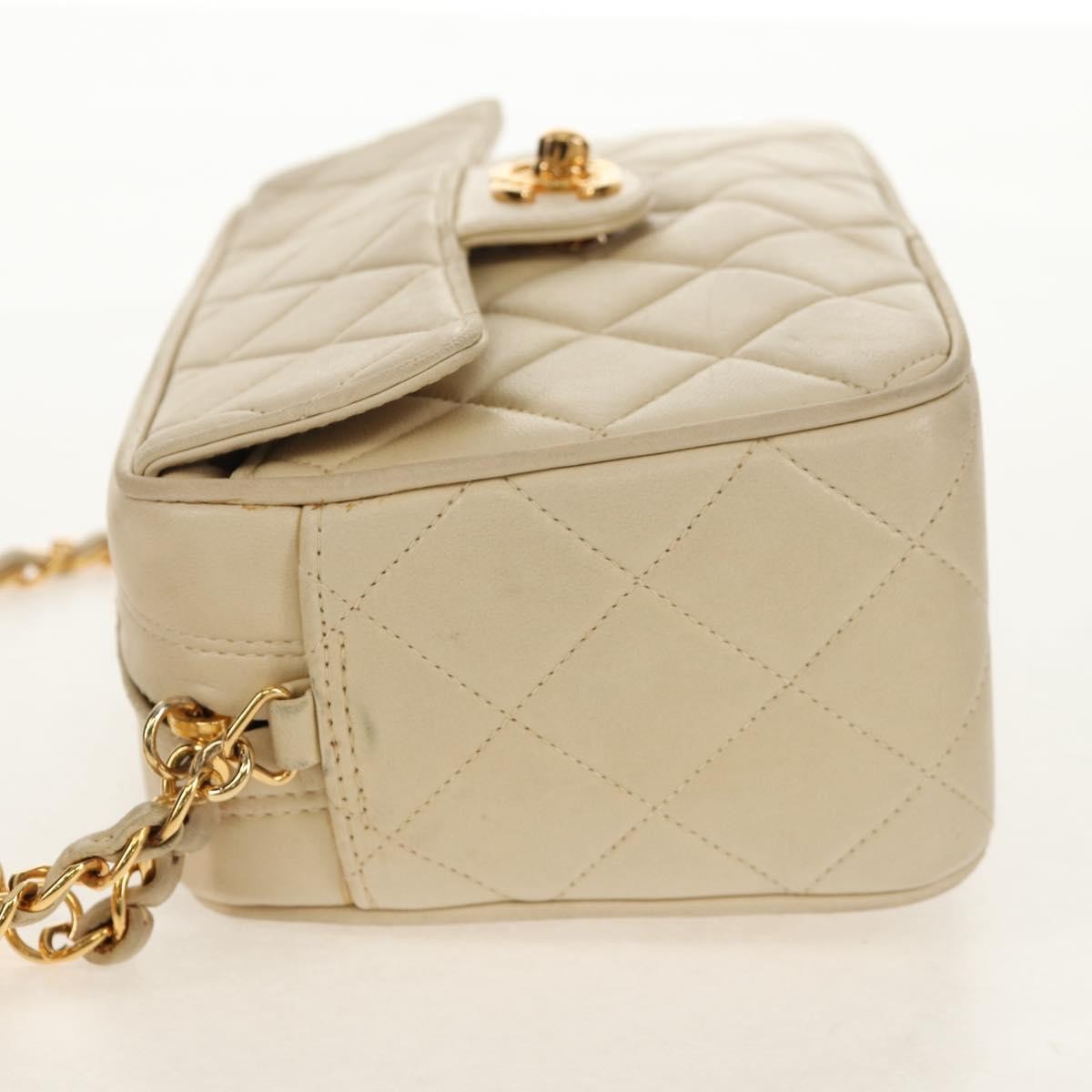 Chanel Chain Flap Shoulder Bag Quilted Lambskin Beige Leather Shoulder Bag Bag
